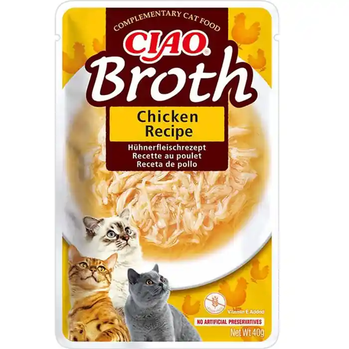 Beställ nu Inaba Chicken Bone Broth Kycklingbuljong med Kycklingstrimlor 40g